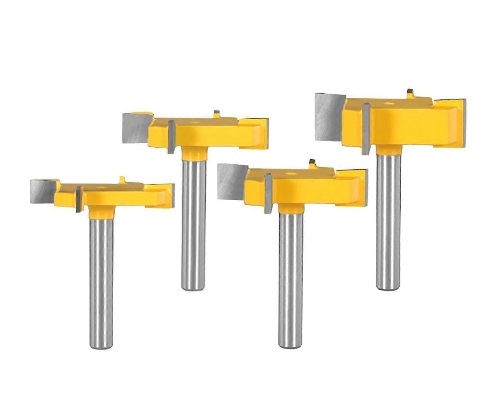 1PC/4PCS 6MM 6.35 MM Shank Z4 T Type Push with 4 Carbide Router Bits Woodworking Milling Cutter for Wood Planer (4pcs 6.35 shank)