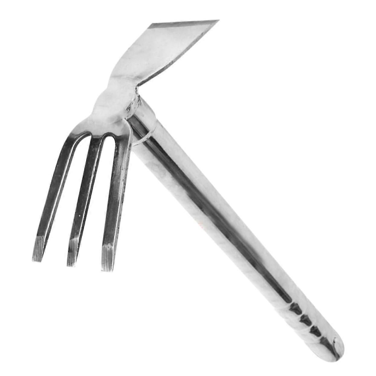 Garden hoe, rust, sturdy hand hoe for digging, weeding, and planting, ergonomic and portable tool.