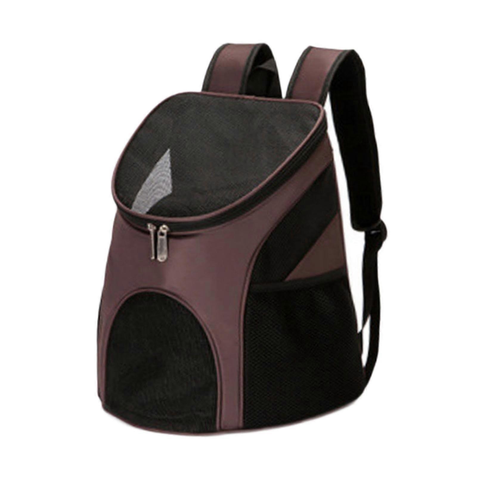 Portable Pet Backpack Carrier, Cat Carrier Bag with Mesh Ventilation for Kittens, Hiking, Travel, Outdoor Activities (Coffee)
