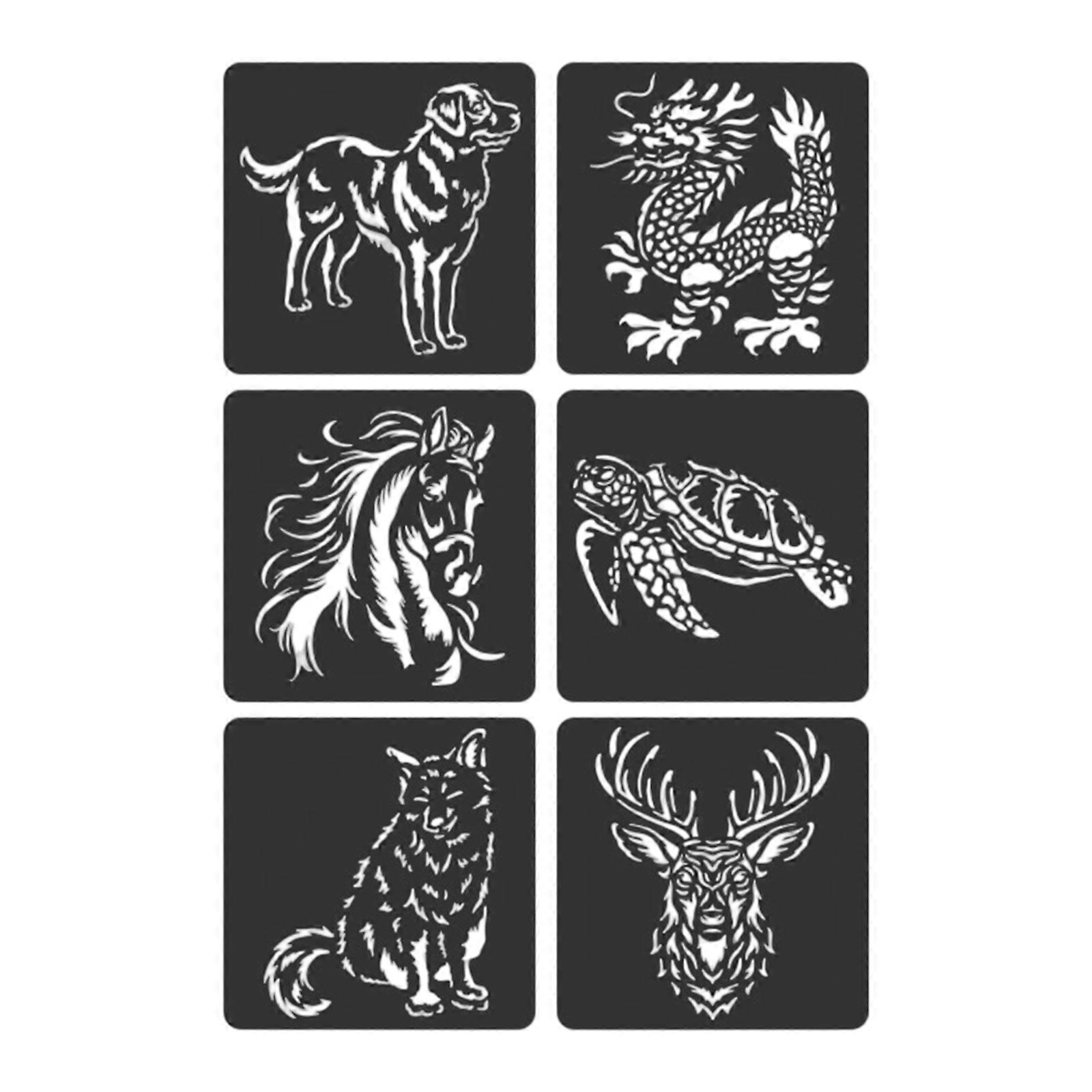 6 Pcs Zoo Theme Stencils Template Drawing Stencils Hollow Out Painting Stencils Animal Stencils for Art Projects Multicolor