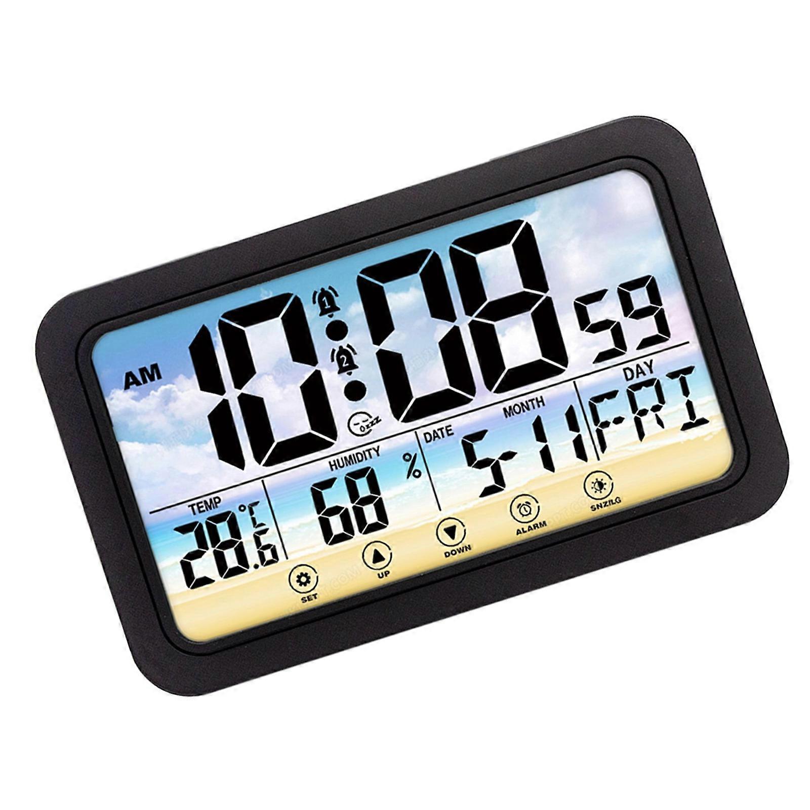 Creative Touch Control Bedroom Alarm Clock Large Clearly Digital Display With Music Function And Colorful LED Display Multicolor