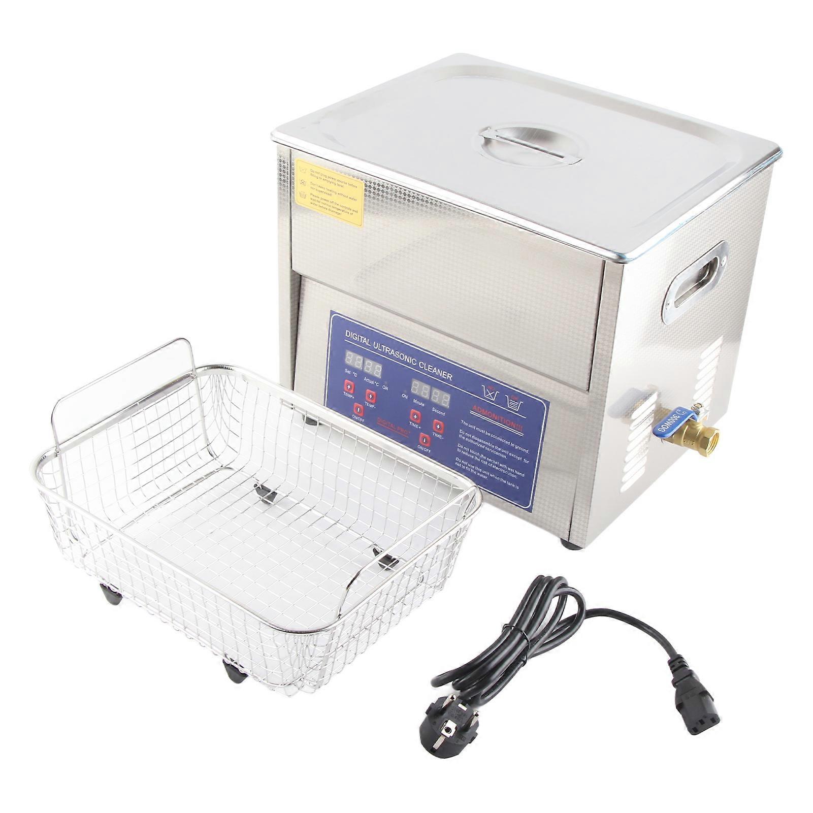 Ultrasonic Cleaner 10L Digital Display Ultra Sonic Tank Bath Cleaning Heater Timer MH‑040XEU Plug AC200-240V