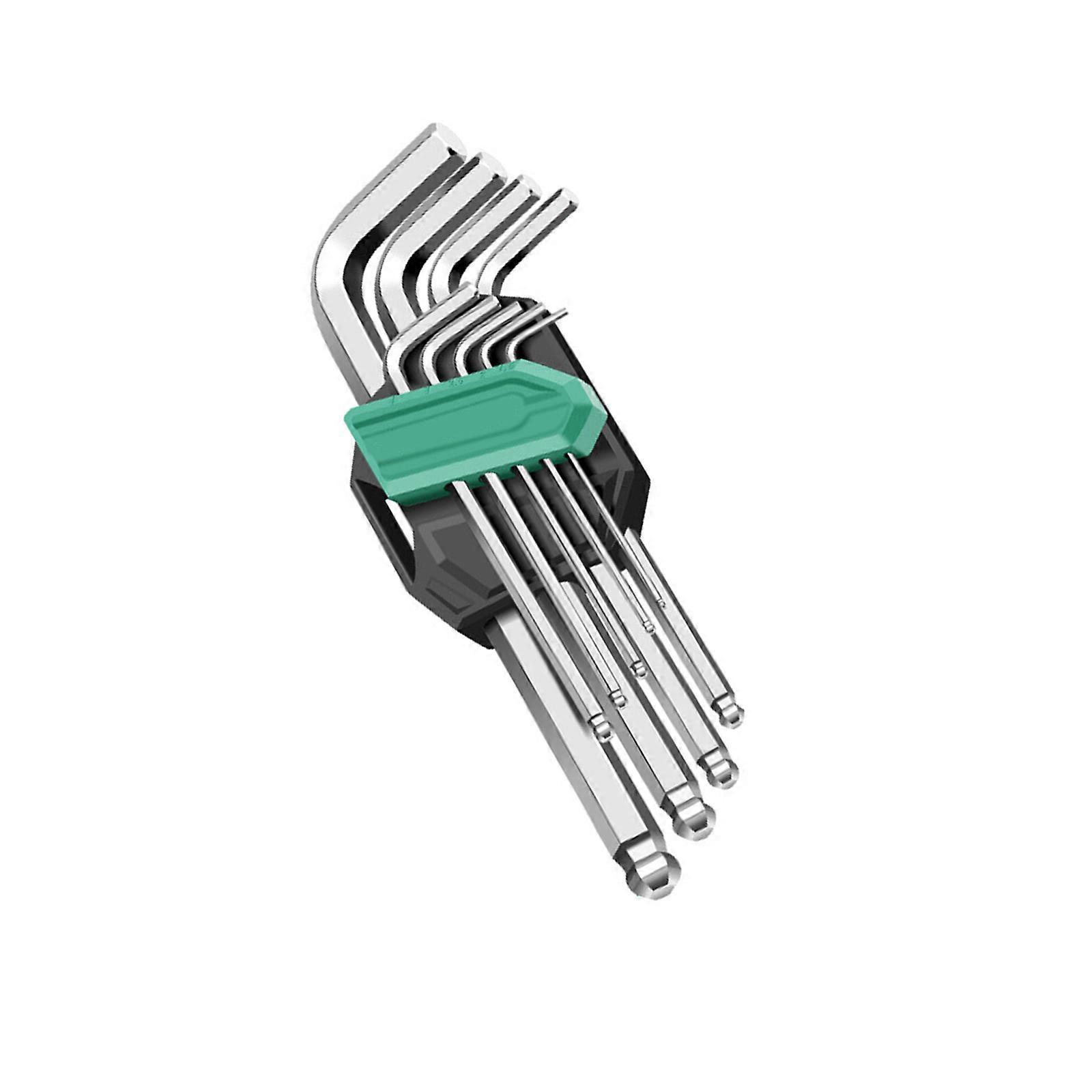 Professional 9Pcs Hex Key Wrench Set With Precise Size Marking Ideal For Bike Maintenance And Engineering Use Tool  Medium length