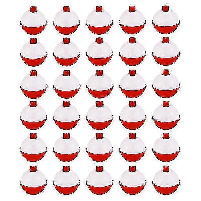 30Pcs Fishing Bobbers 1 Inch,Push Button Snap-on Fishing Floats Bobber Red and White,Fishing Float a-Yvan SZRH A-B