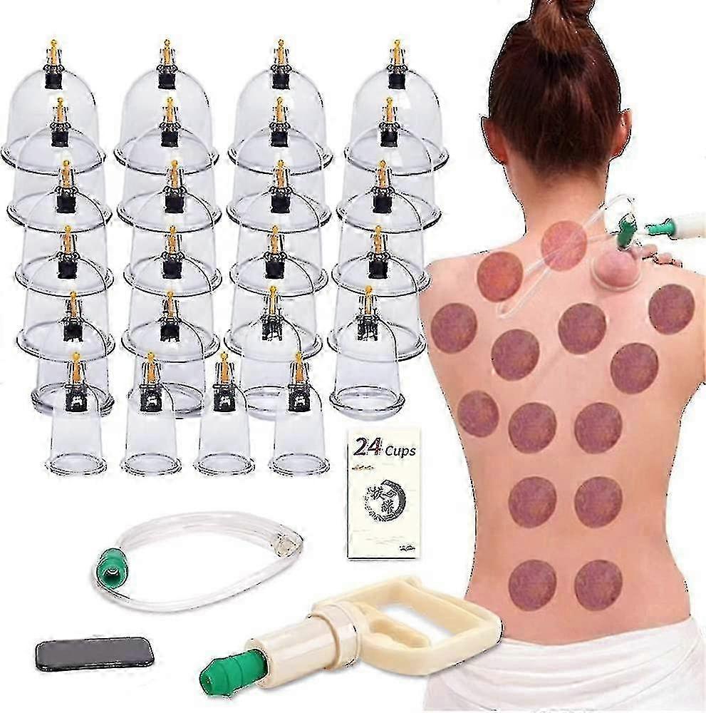 AURA Cupping Therapy Sets,24 Cups Cupping Set With Pump Vacuum Suction Cups For Body Cellulite Cupping Massage Back Pain