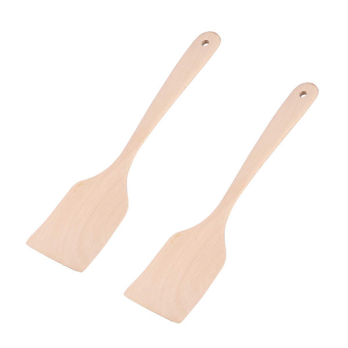 2 PCS Wooden Spatulas Beechwood Kitchen Utensils for Cooking with Non-stick Ergonomic Handle 33