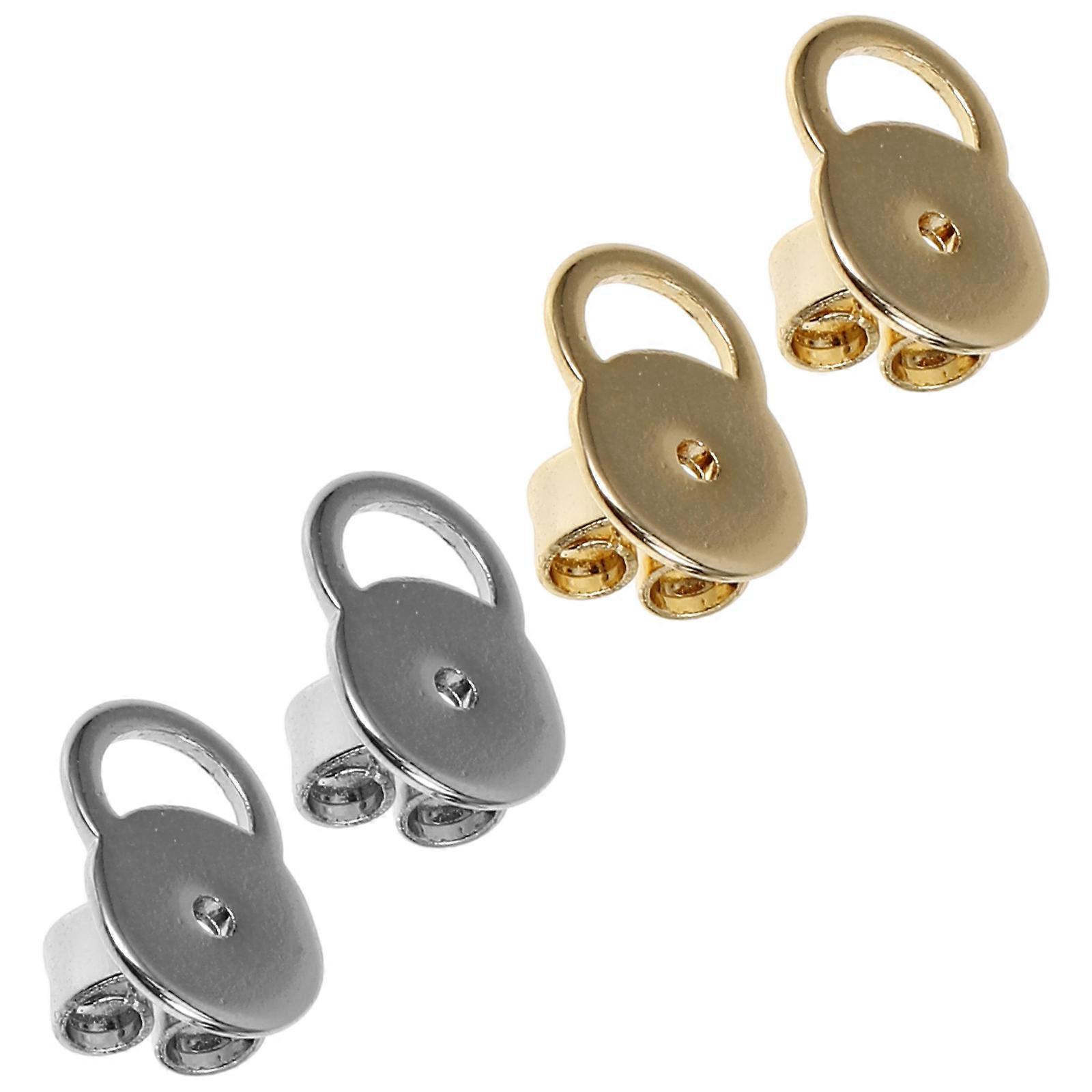 Hypoallergenic Earring Backs 4PCS – Durable Heavy Metal Support with Ear Shaped Design for Stud Earrings, Replacement & Repair Accessory