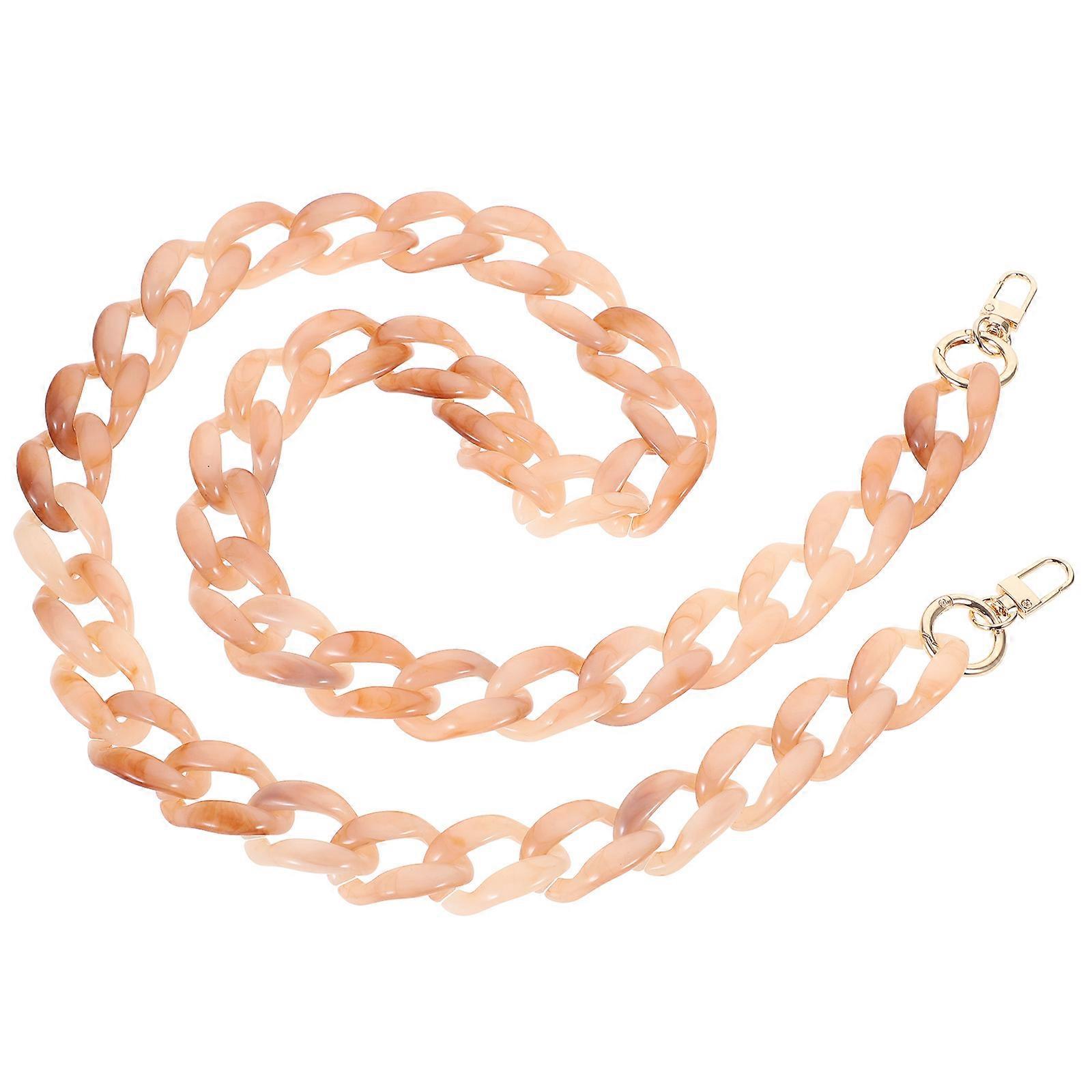 Corrente de bolsa bege acrílica com fechos de ponta dupla para decoração DIY 14,17 polegadas