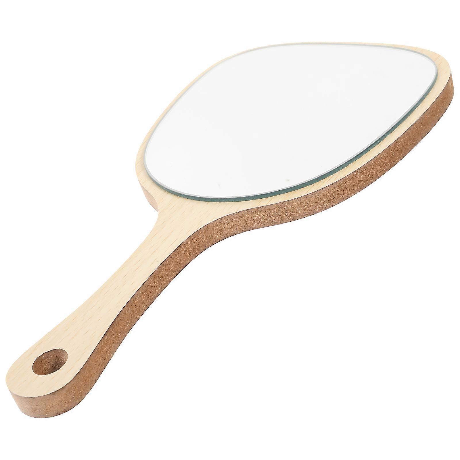Women's Wooden Handheld Makeup Mirror with Handle – Wall Mounted Design, High Definition Reflective Surface, Portable Cosmetic Tool for Home, Salon &