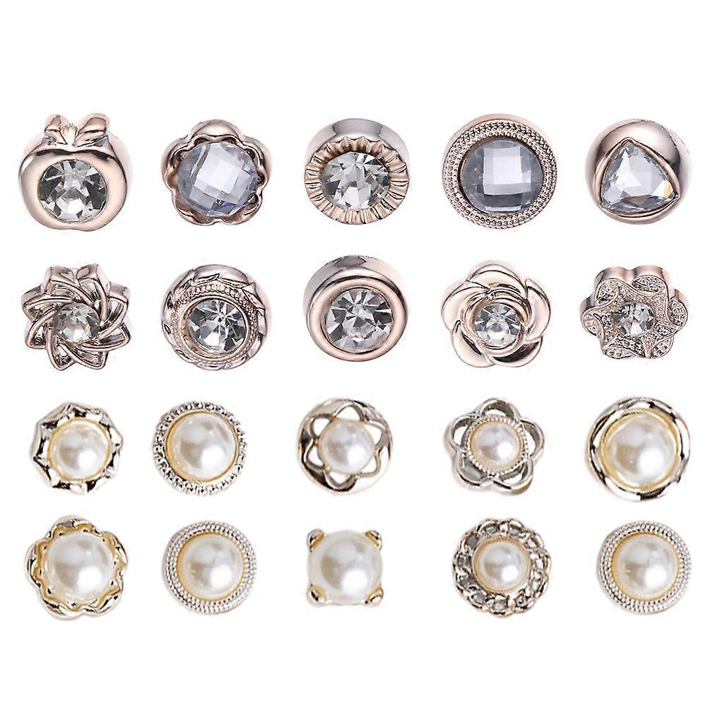 20 Pcs Artificial Pearl Lapel Pins for Delicate Corsage Cardigan with Small Buckle