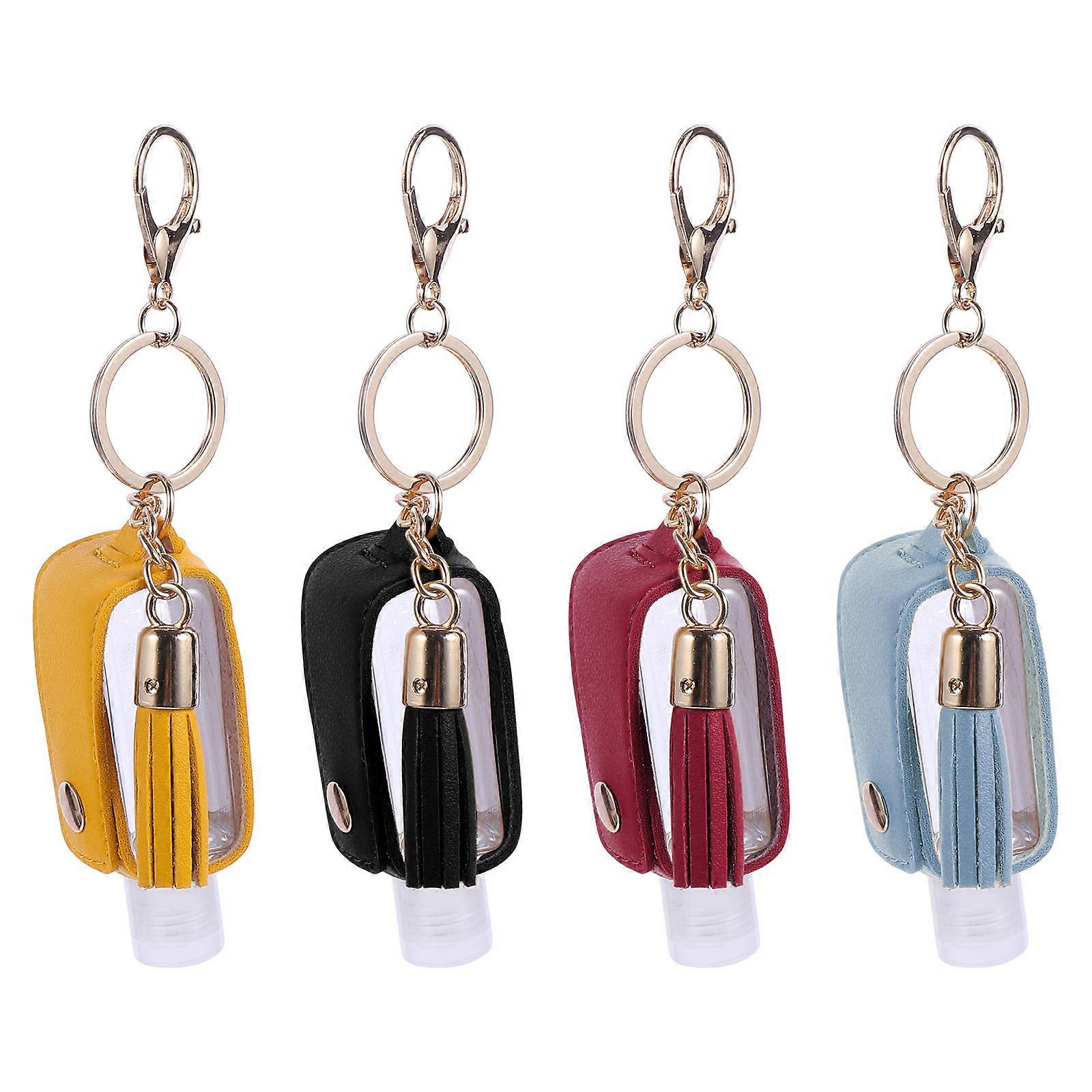 4PCS Refillable Travel Bottles PU Keychain Holder for Outdoor Use Assorted Color 30ml
