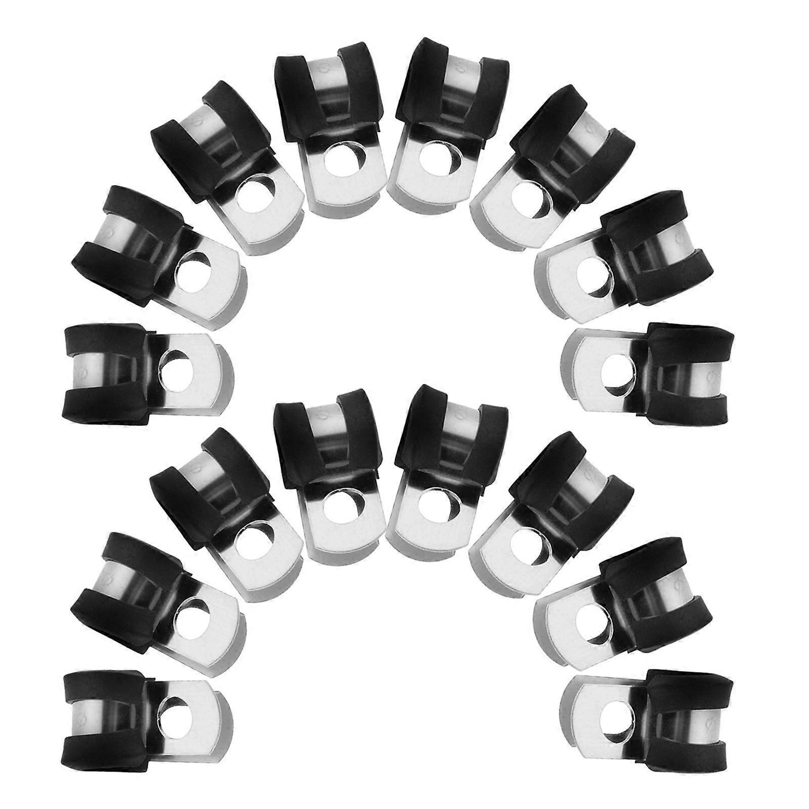 Stainless Cable Clamp With Rubber For Securing Tubes General Users 3/16 Inch 20Pack