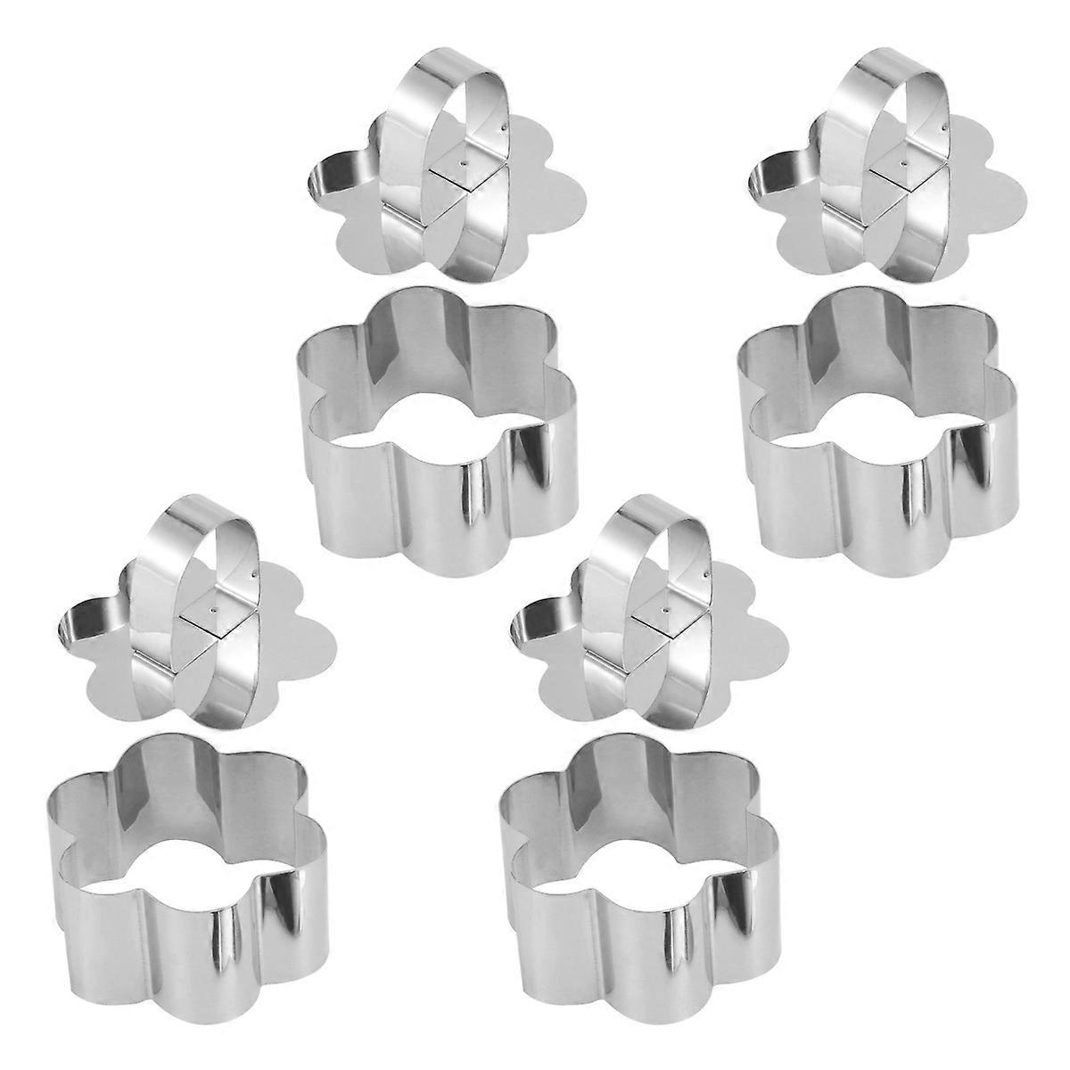 Stainless Steel Flower-Shaped Baking Tools with Push Plate for Cookies Chocolate Cake 4pcs