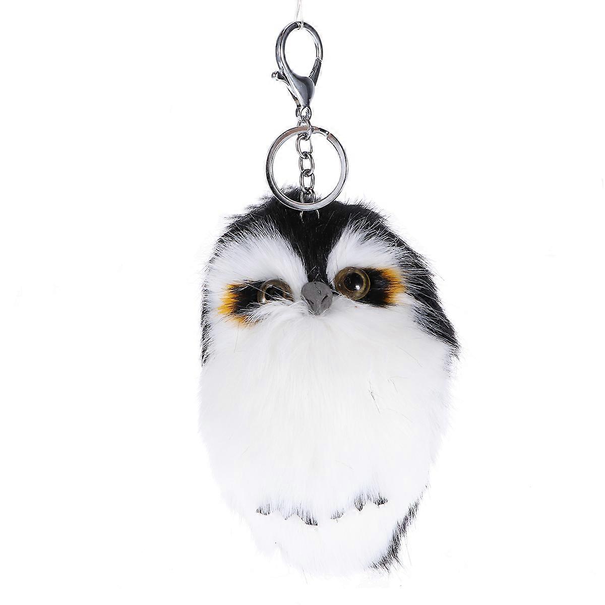 Cute Plush Keychain Owl Shaped Plush Black Phone Accessory Bag Decoration 1Set