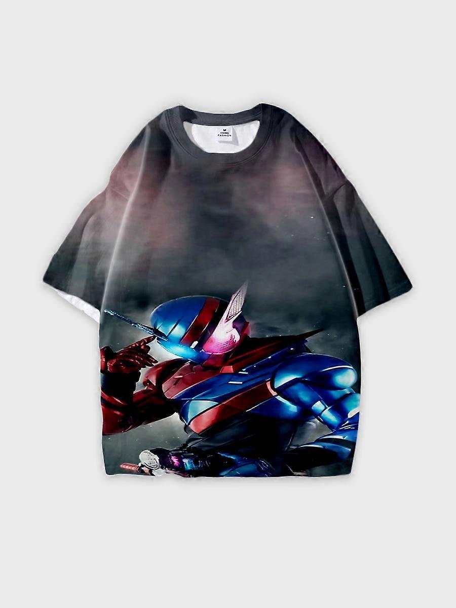 T-shirt round neck Role Pattern loose short sleeve I14