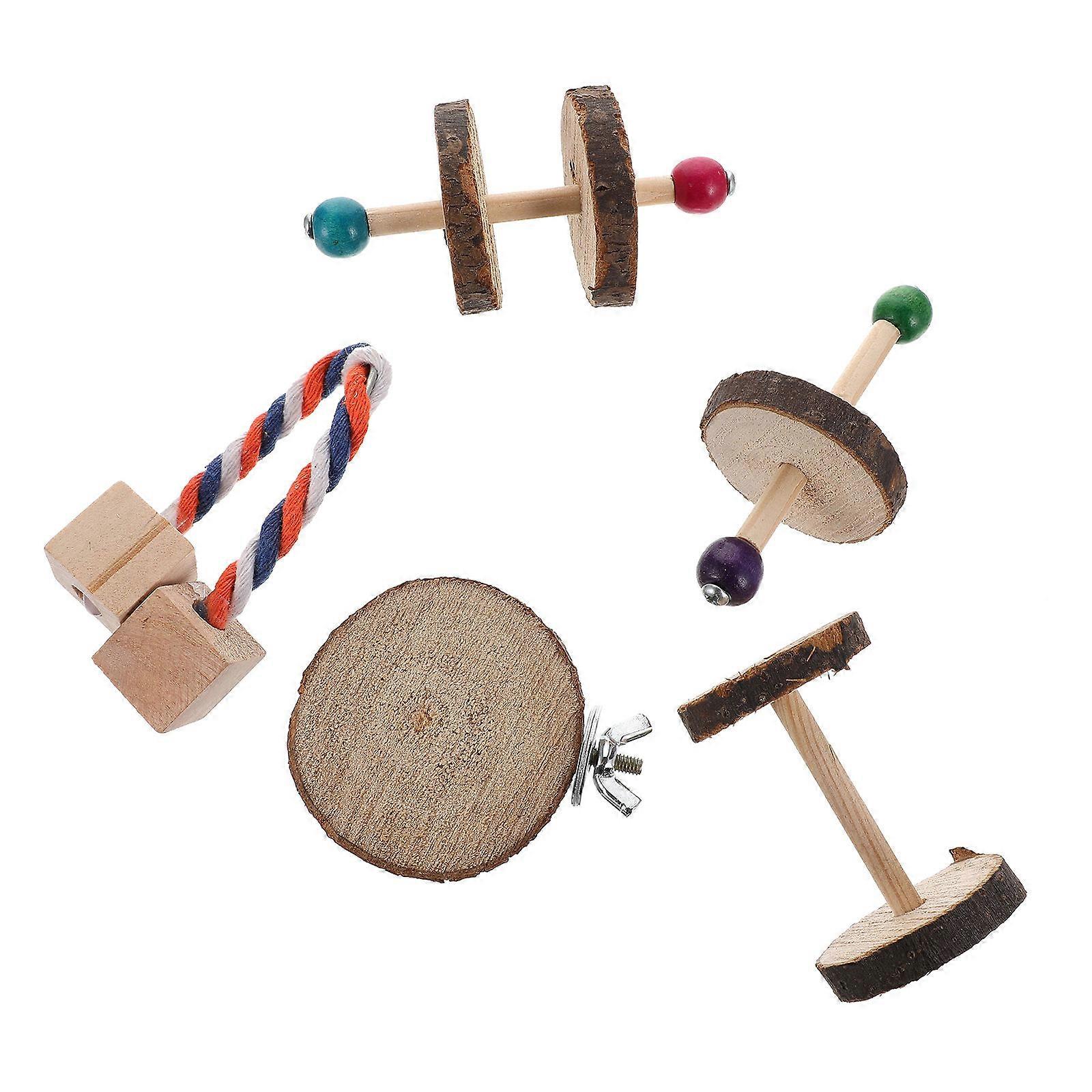 Hamster Chew Toys Set Wooden Chew Toys For Indoor Play With Small Pets Like Hamsters Coffee 5Pcs
