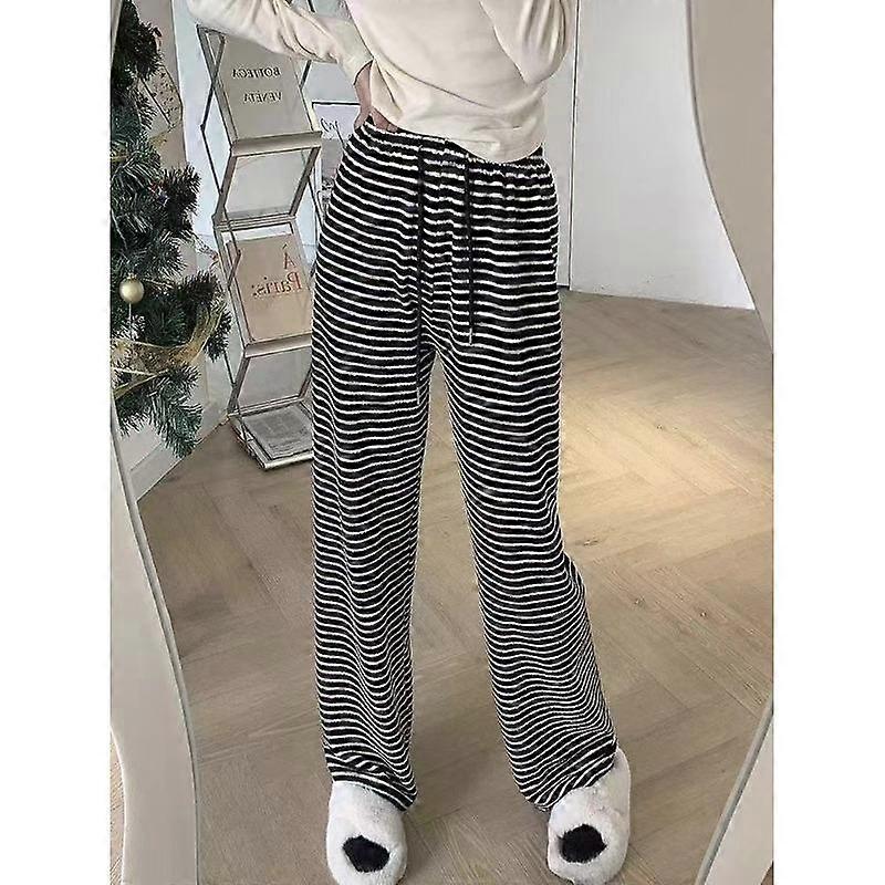 Lazy Wide Leg Pant Women's Spring Summer and Autumn Casual High-waisted Draped Striped Drag Floor Straight Trousers