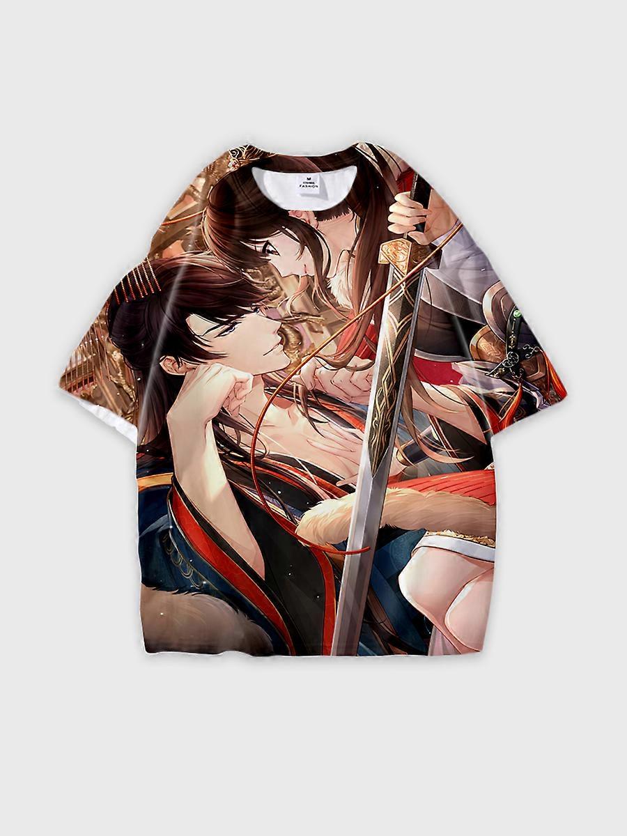 T-shirt round neck Role Pattern loose short sleeve E2352