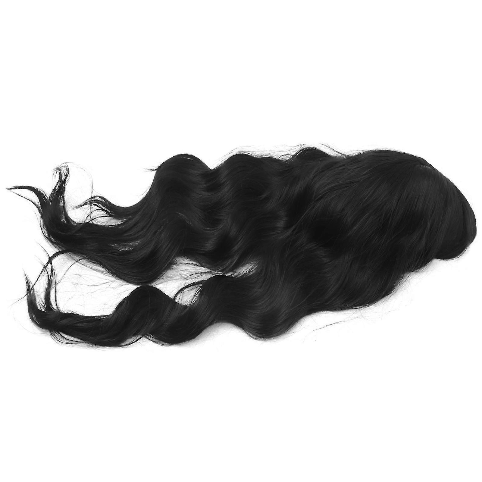 Long Wavy Synthetic Wig with Bangs for Cosplay Black High Temperature Size Fits All