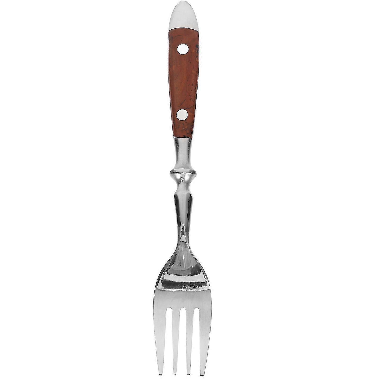 Two Pronged Stainless Steel Fork Dining Utensils Various Occasions 17.40X2.50X1.00CM Wood Handle Comfortable Grip 1Pack