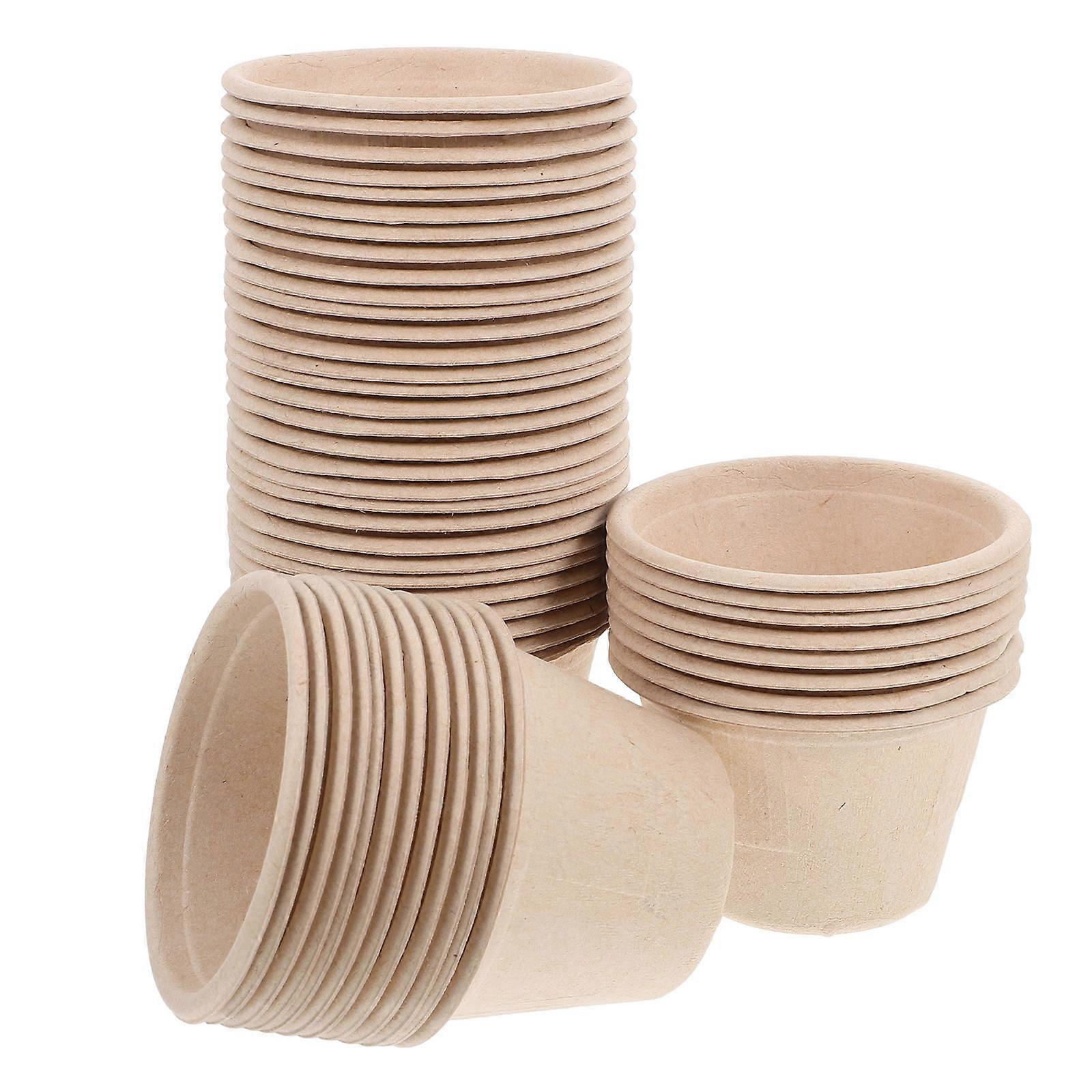 Khaki Pulp Cups for Packing Ideal for Ice Cream Dessert Lightweight and Portable 50pcs
