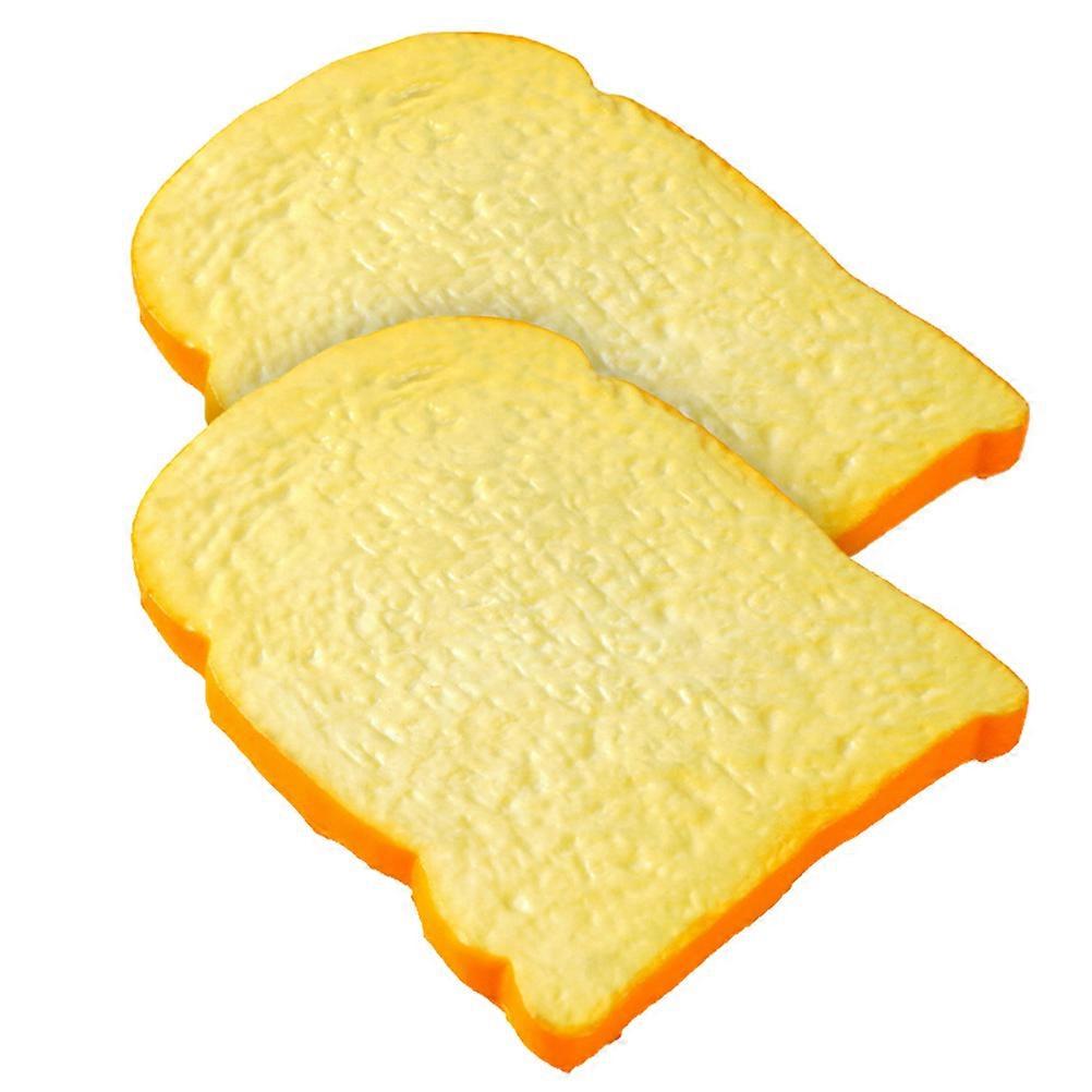 2pcs Realistic PU Fake Toast Slice Simulation Toy Pretend Play Bread Model