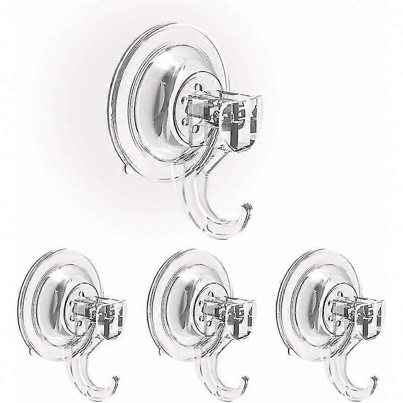 4-Pack Clear Suction Cup Hooks - No Drill Wall Hooks for Hanging, Reusable Waterproof & Oilproof Suction Hooks