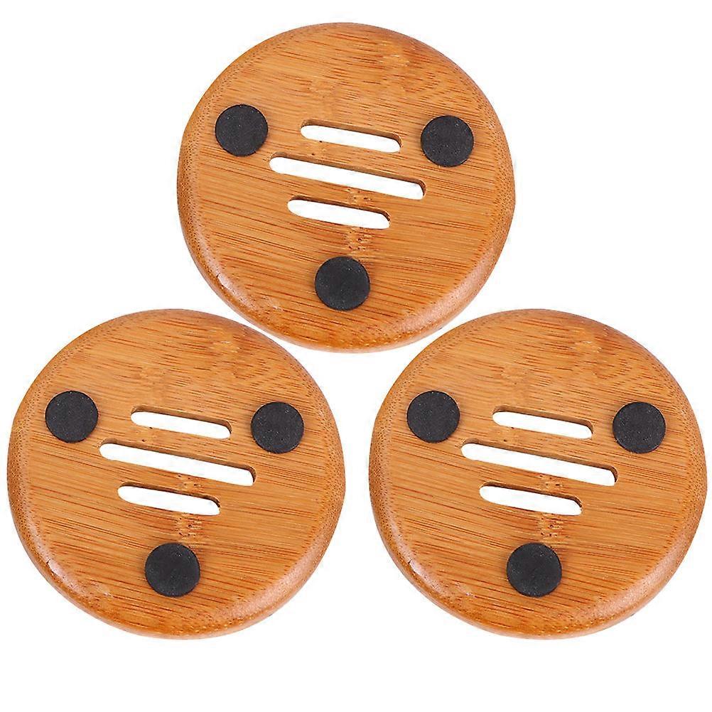 Bamboo Soap Dish Made of Synthetic Material for Bathroom Use Beige Color 3 Pieces