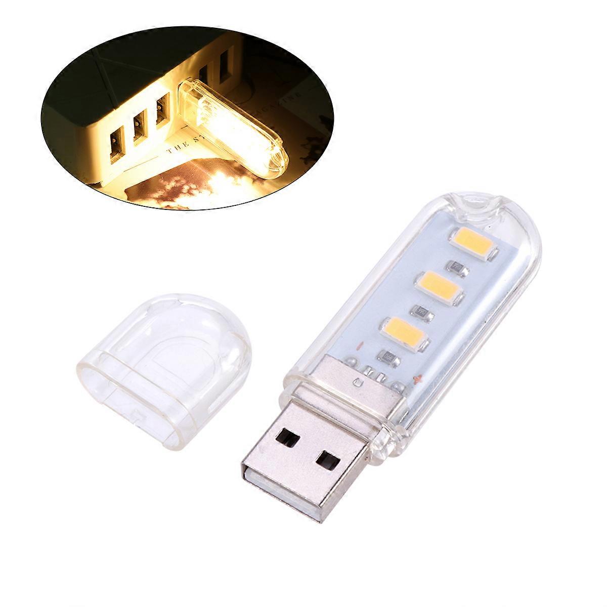 Office Lamp Desk Usb Lamps Warm Light Lamp For Usb Port Devices 5.90X1.80X0.90CM 3 LED Beads 1Pack
