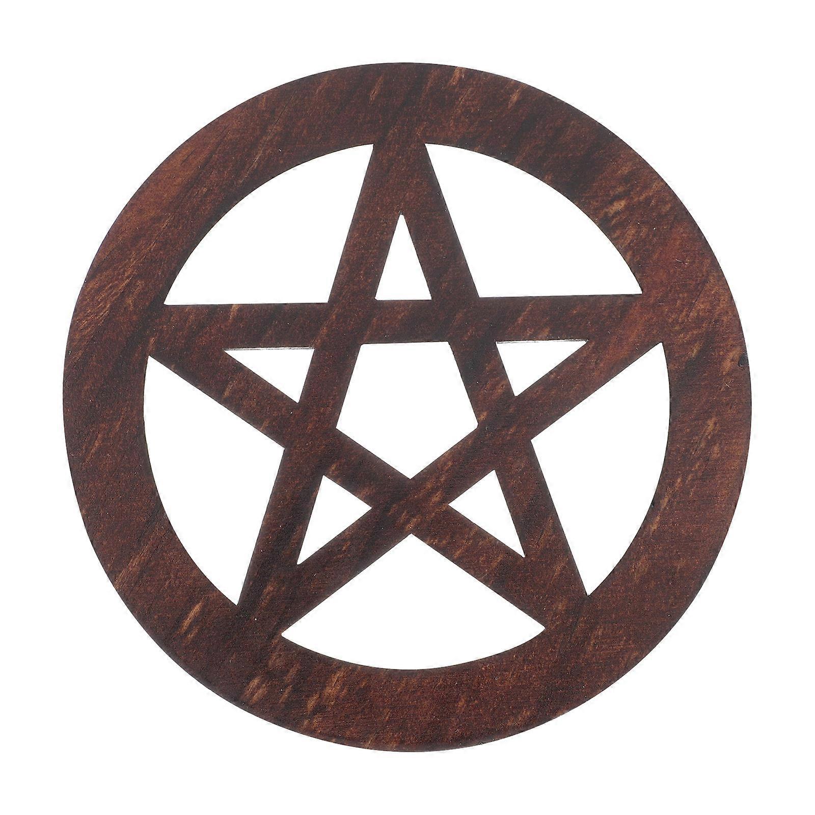 Ritual Decor Wooden Pentagram Altar Tile Adults Coffee 12.00X12.00X1.00CM Sacred Geometry Wood Ornaments 1Set