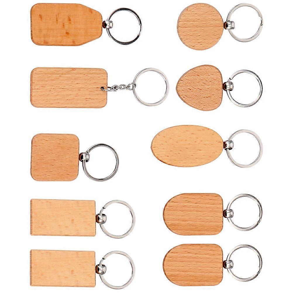 Wood Keychain Blank 10Set Rustic Style Key Recognition Ideal For Birthdays Thanksgiving New Year Events