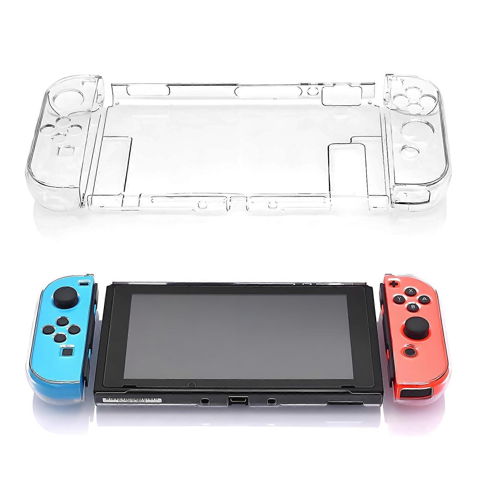 Protective Case Set Transparent TPU Case And Joy-Con Grip Covers Ergonomic Design Scratch-Resistant for Nintendo Switch