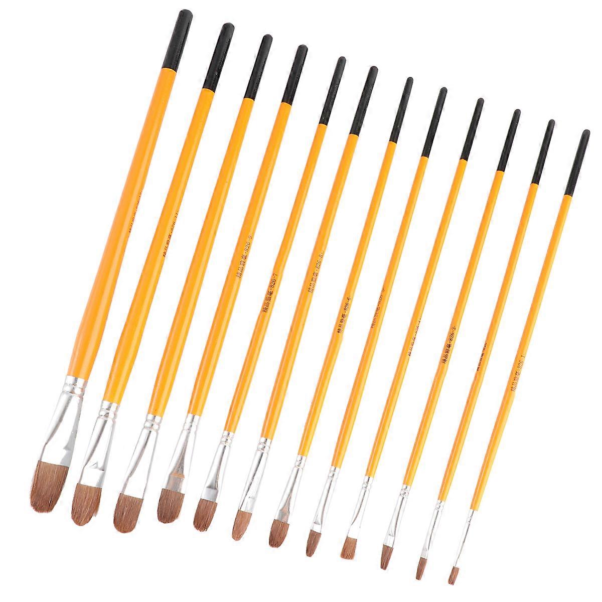 Professional Paint Brushes with Wood Handle for Artists and Students 12 Pcs Assorted Colors