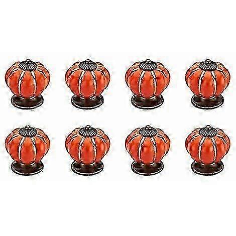 8 مقابض أدراج سيراميك على شكل يقطين لأدراج وخزائن المطبخ (برتقالي)