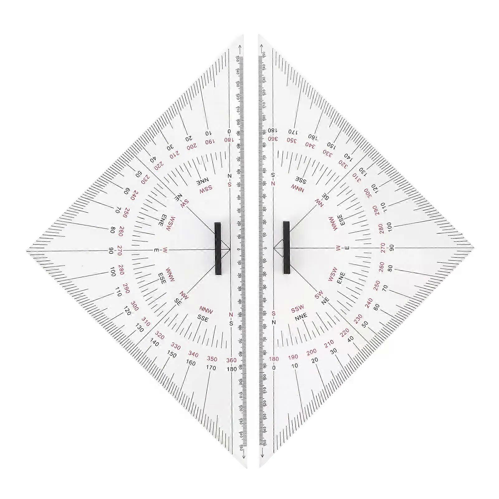 Chart Drawing Triangle Ruler Easy To Use Drawing Triangle Protractor Precise Scale 300mm Long Lasting for Nautical Navigation