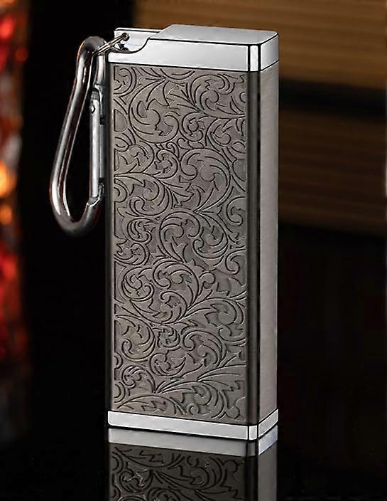 Mini Metal Small Cigarette Case for 8 Cigarettes with Key Ring, Portable Cigarette Box with Builtin Ashtray in Black