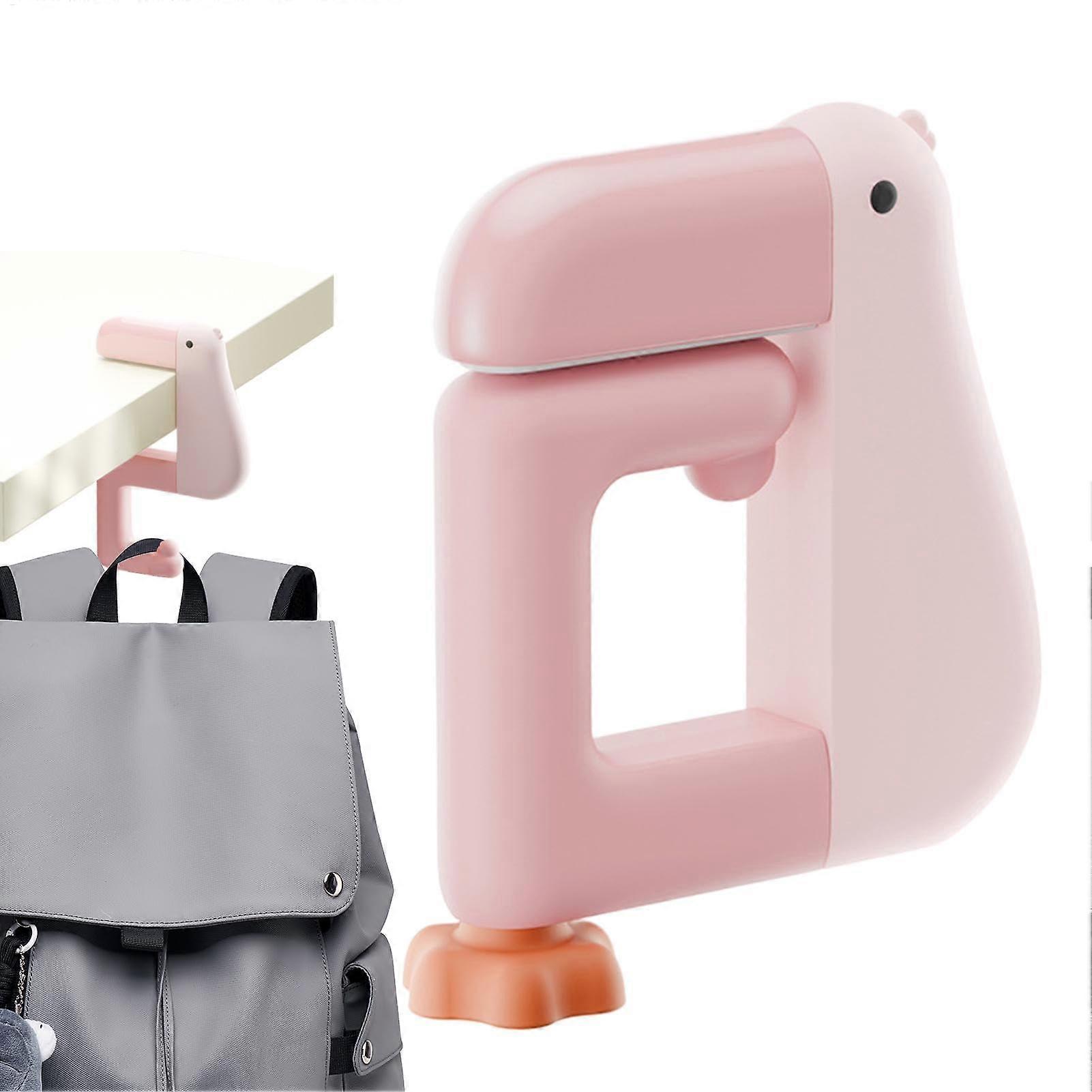 Desk hanger, underdesk hanger, backpack wallet holder, easy access, spacesaving, lightweight and portable, 7 cm, for home, school, rose