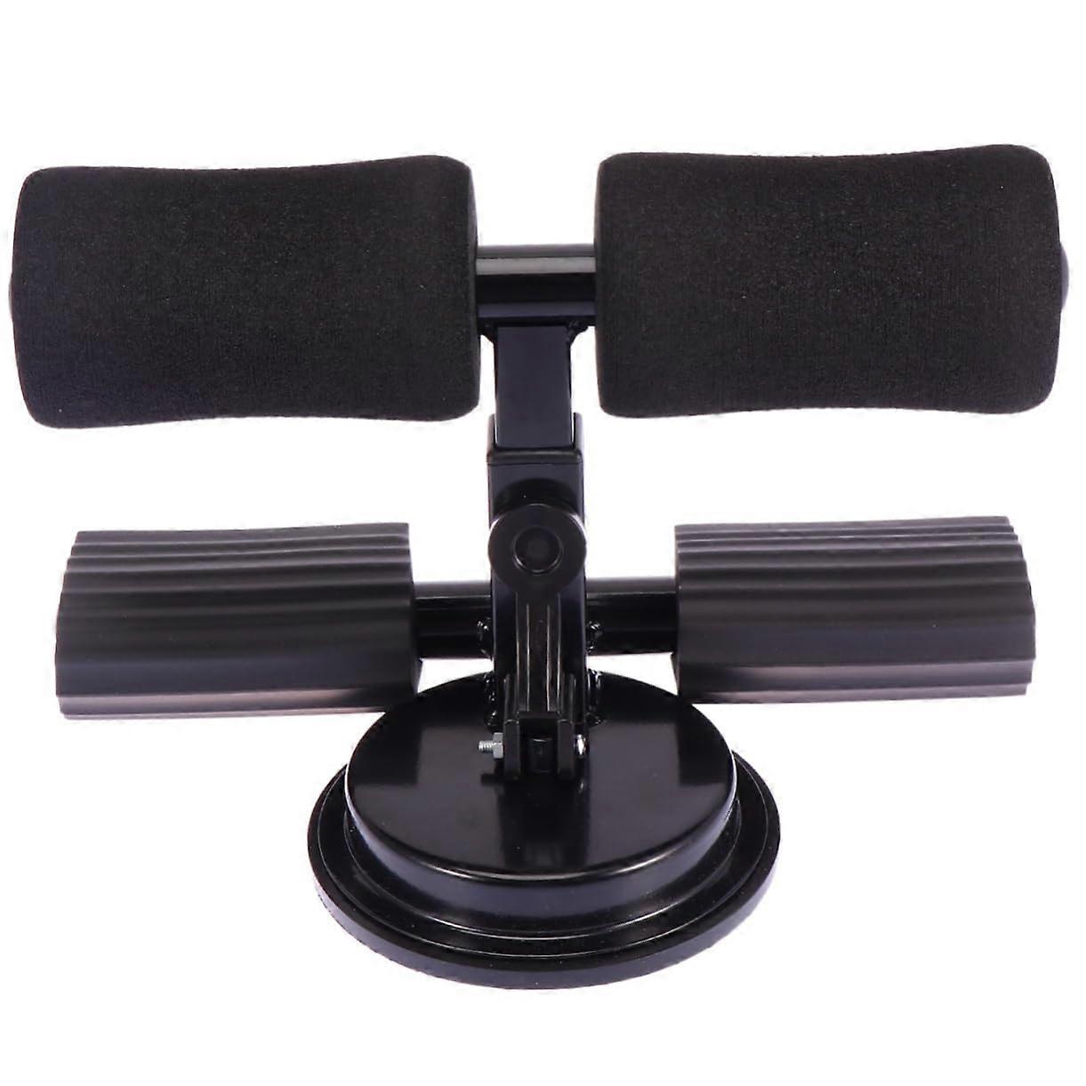Sit Up Assistant with Suction Cup for Ab Workout Adjustable Twin Bar Leg Trainer for Home Smooth Floors Black