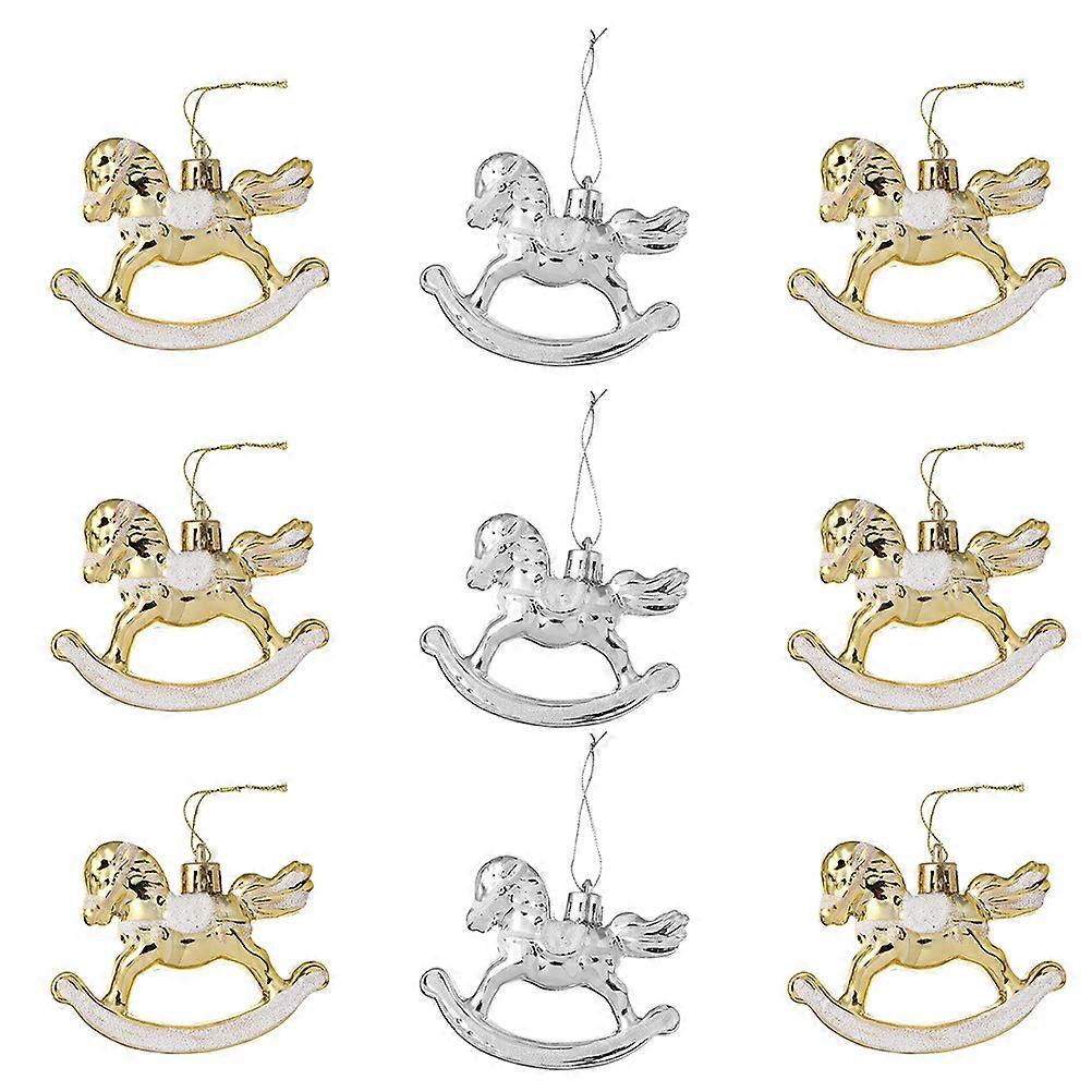 9Pcs Plastic Horse Ornaments Xmas Tree Hanging Ornaments Party Supplies