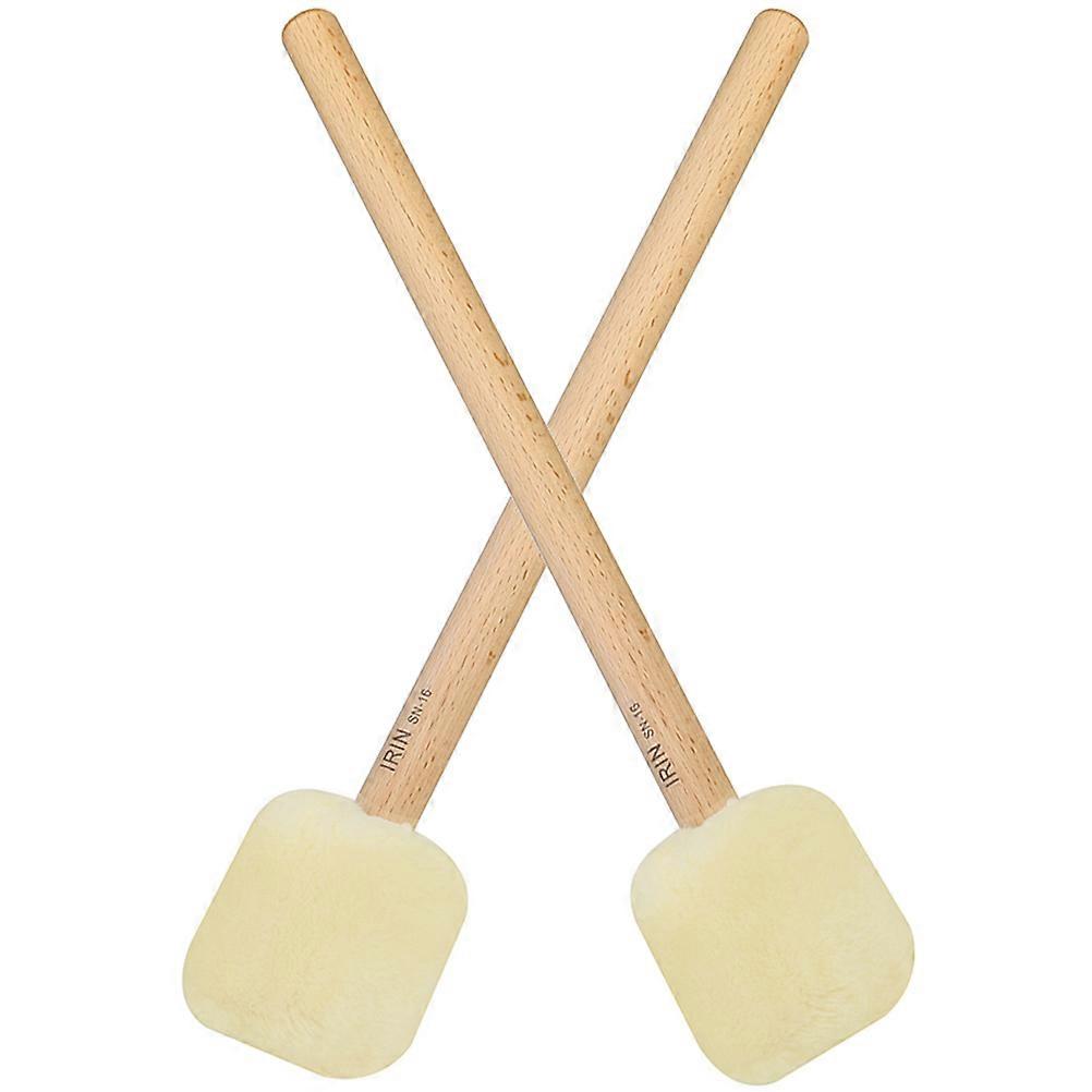 Beige Felt Drum Mallets with Beech Handle for Bass Drum and Percussion Instruments  2pcs