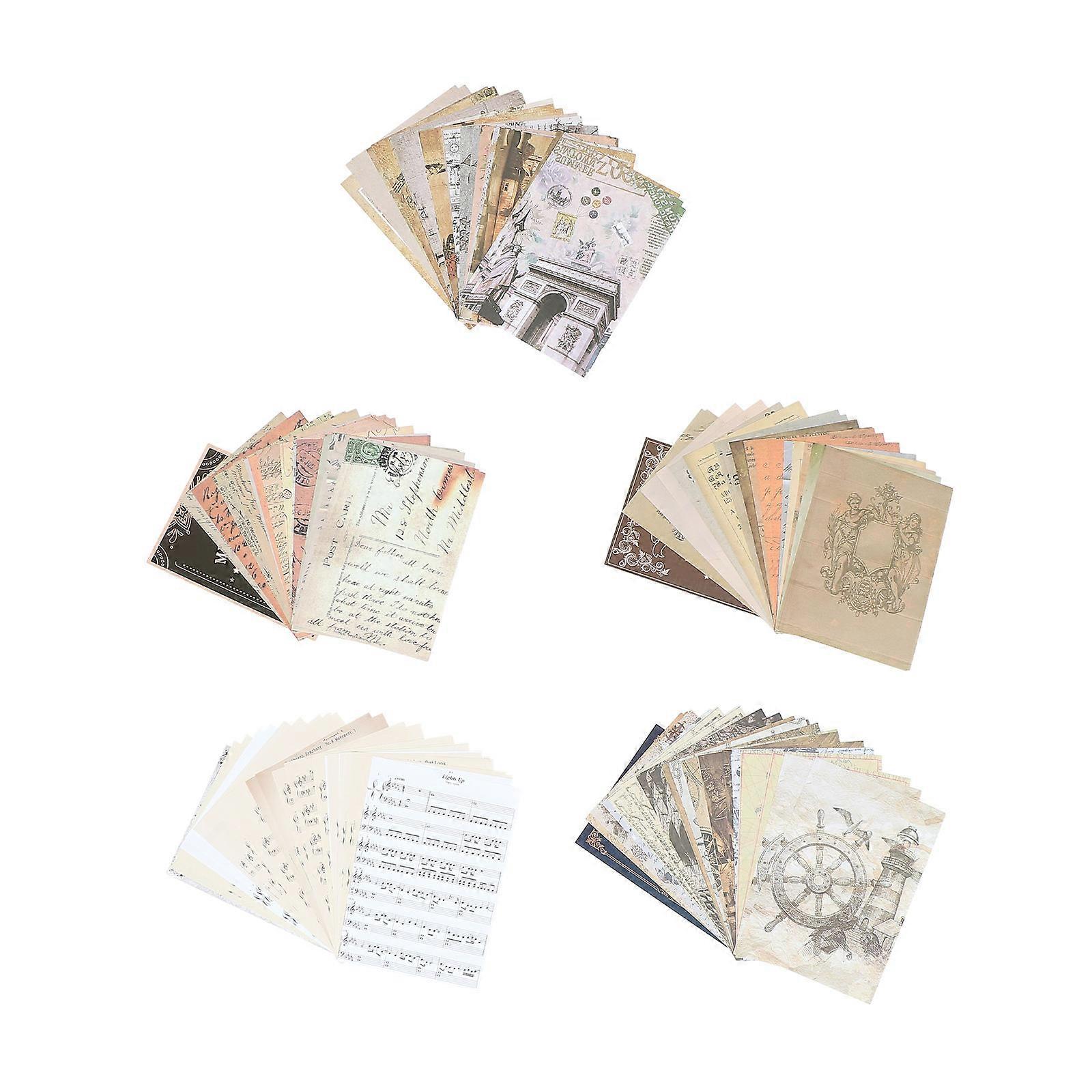 5 Sets Of DIY Decorative Papers For Holiday Cards And Daily Decoration Retro Background Paper 20x14cm Multi Colors