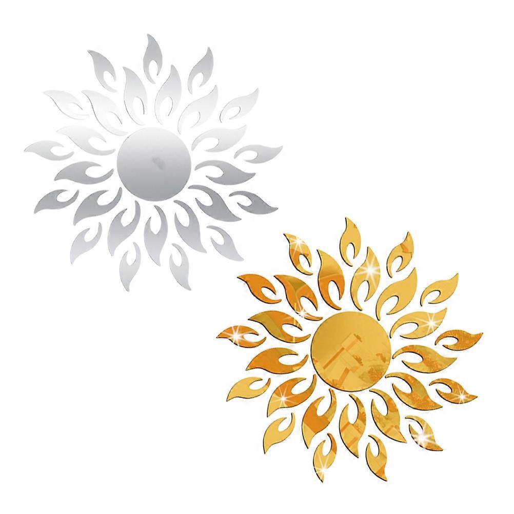 Sunflower Mirror Decal Stickers Self Adhesive Wall Decor for Home, Easy Apply & Remove, Modern Flower Design