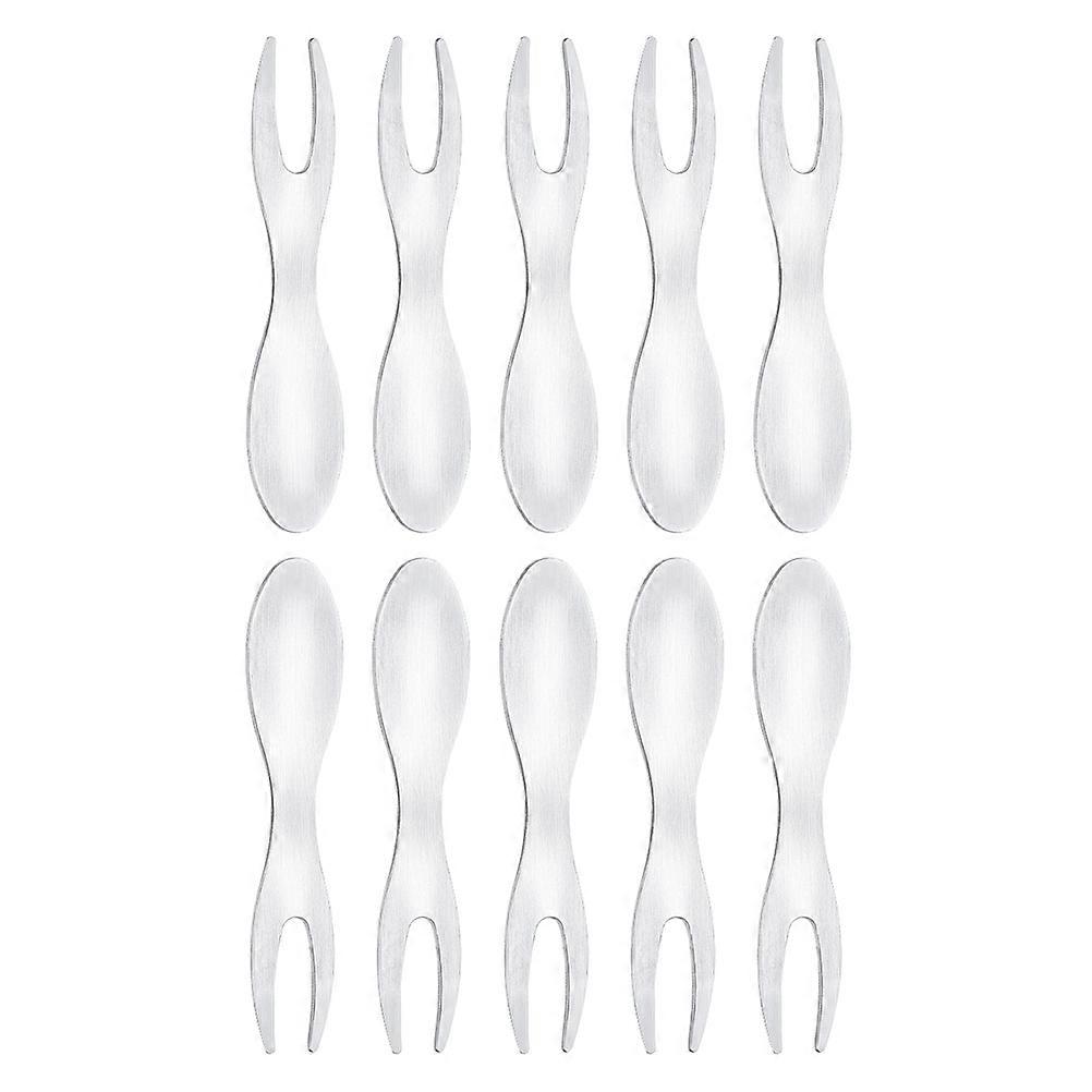10Pcs Stainless Steel Corn Forks Fruit Salad Forks Household BBQ Forks Fruit Picks