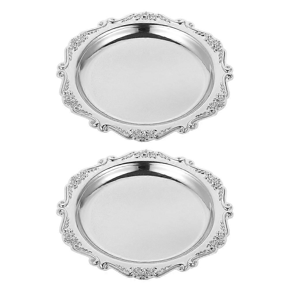 Jewelry Display Tray 2Pcs Vintage Design Metal Tray For Snacks Functional Iron Material Ideal For Various Occasions