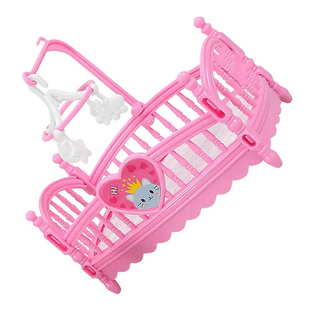 Miniature Dollhouse Furniture Set Pink Mini Bed for Dolls, Handmade Tiny Playhouse Accessories with Intricate Design to Support Creativity and