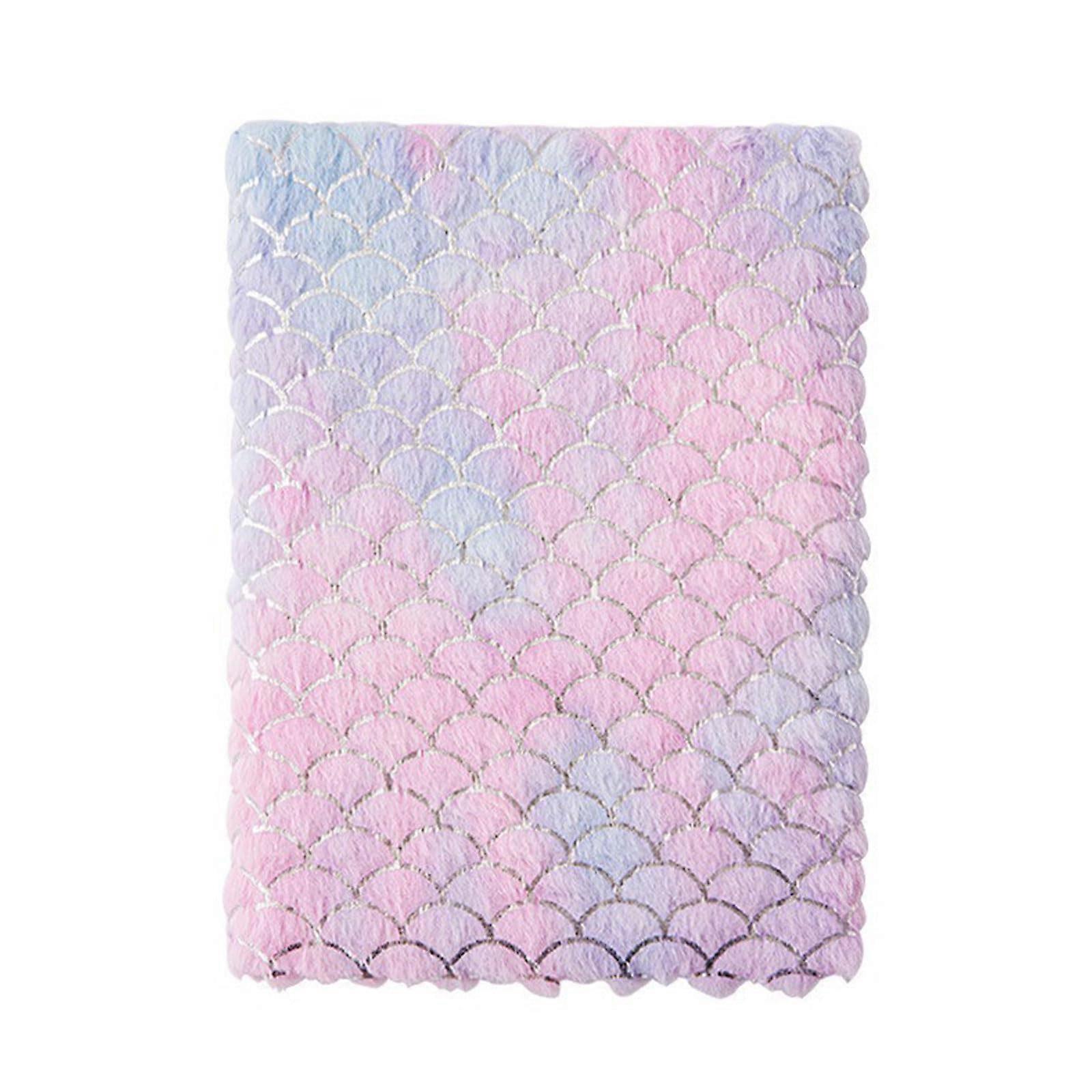 Plush Notebook Set of 2, Gradient Color A4 Journal, 80 Pages, Travel Writing Notebook, Pink and Purple Fish Scale Design