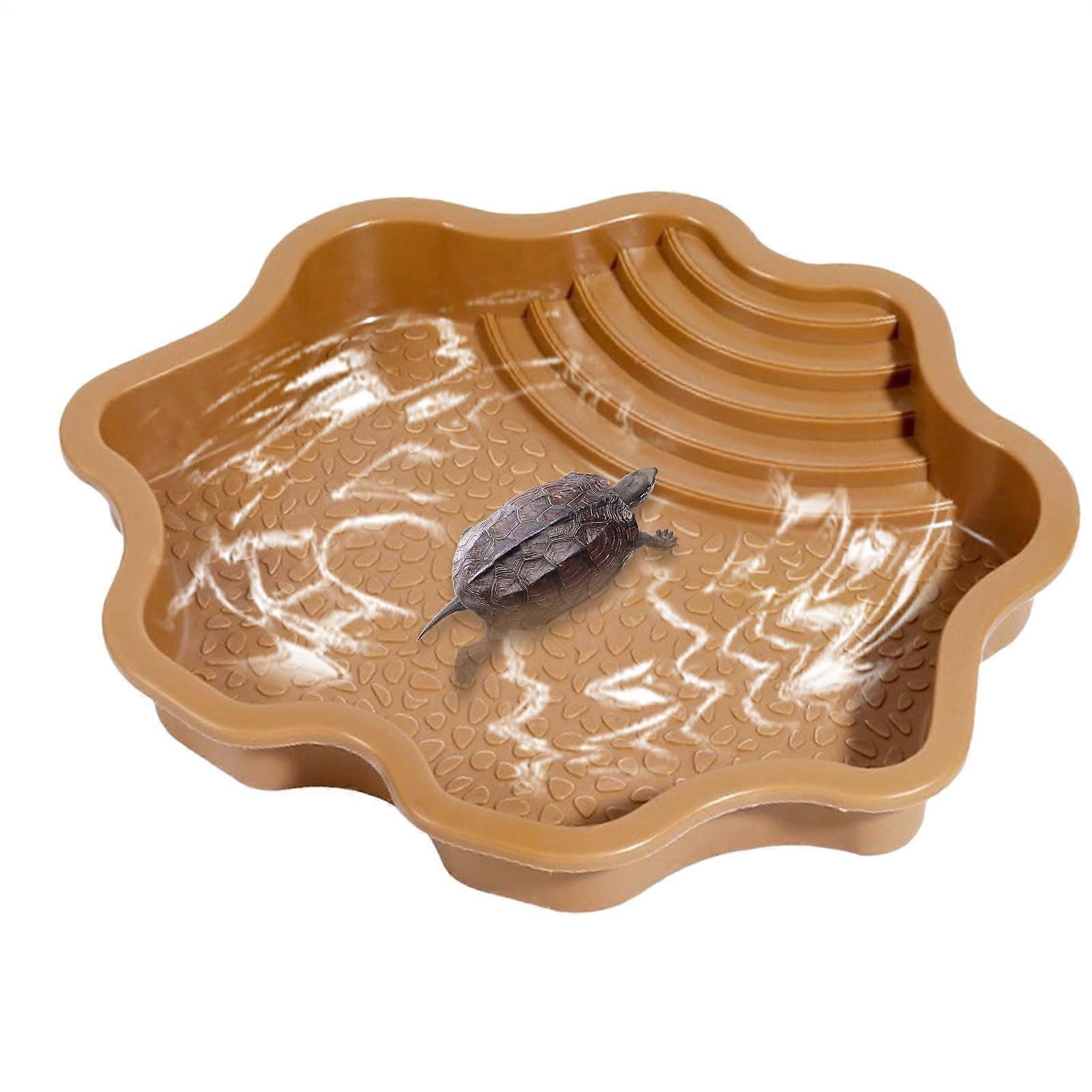 Reptile Bath Tub, Reptile Water Bowl, Turtles Bath Pool, Turtle Food with Large Capacity and Water Bowl, Reptile Tub for Geckos, Turtles yellow