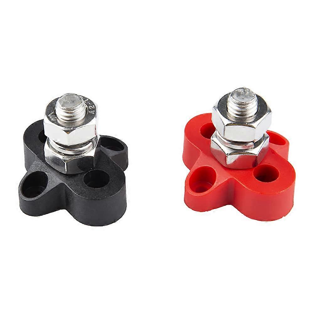 Battery Terminal Block Kit Insulated Power Stud M8 Single Screw 12-48V For Trucks RVs Boats