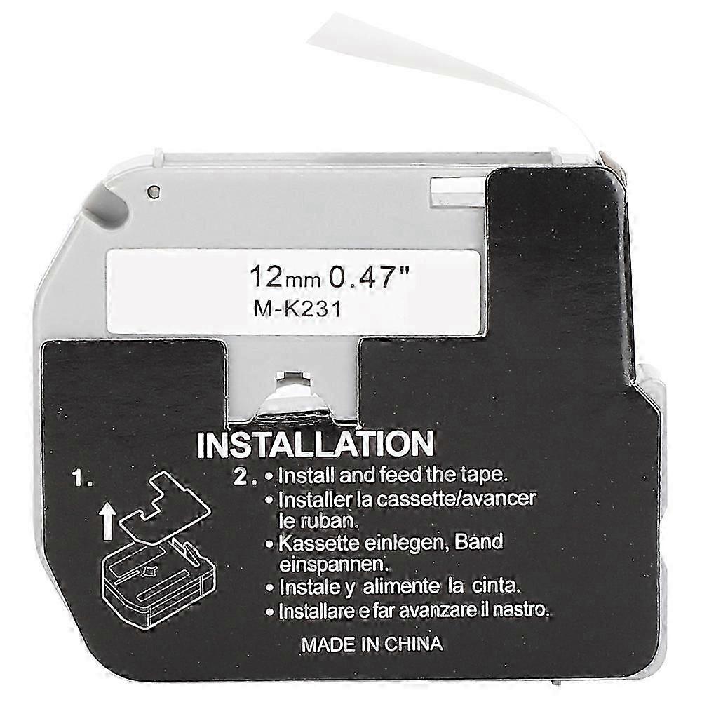 Label Tape Ribbon for Brother Printers M K231/631 PT-65/90/80(mk12mm black on white)