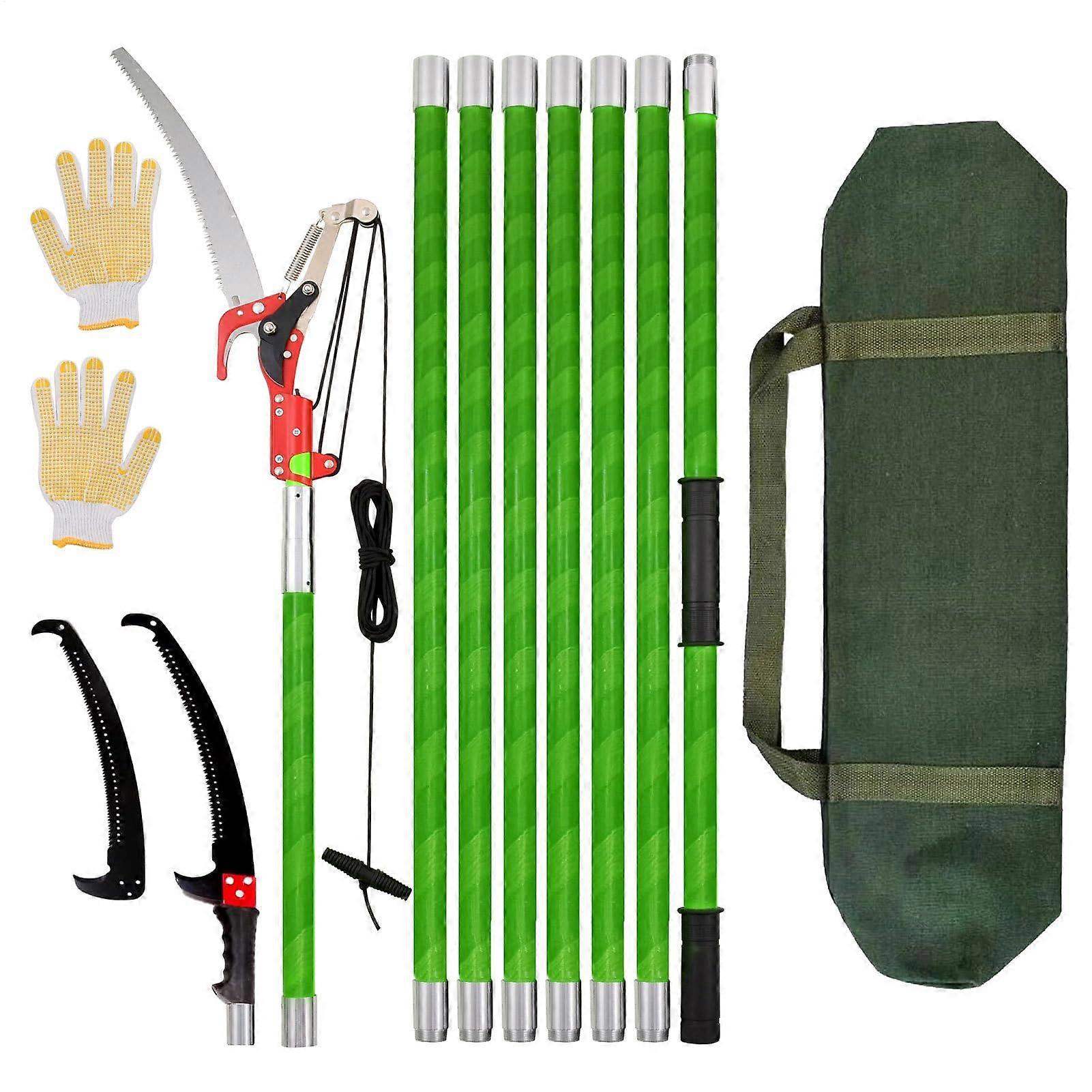 Tree Trunk Saw, Palm Tree Cutter, Lengthadjustable Tree Cutter Manual Pruner with Carry Bag, Garden Tools Set 2Green 6 Sections 6 Meters
